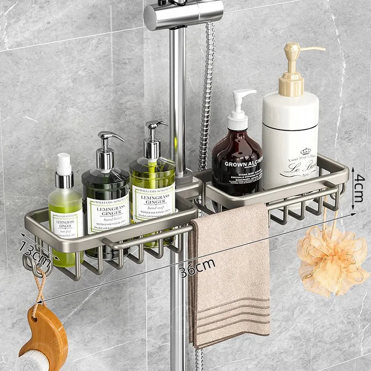 porte savon mural moderne argenté crochets vis fixés salle bain étagère aluminium