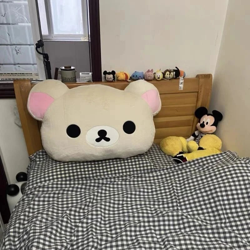 coussin mignon bébé ours visage doux moelleux lit adulte beige marronclair marronn Foncé