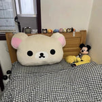 coussin mignon bébé ours visage doux moelleux lit adulte beige marronclair marronn Foncé