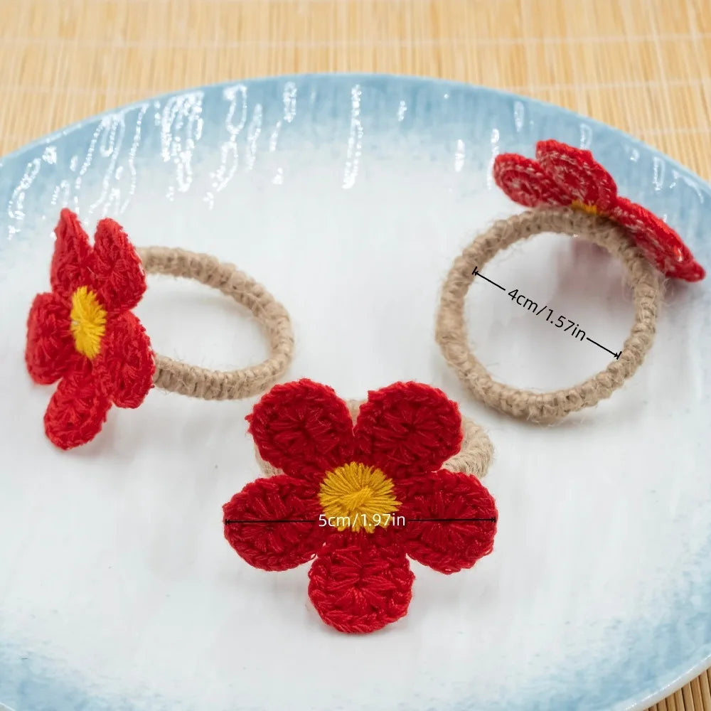 fleurs crochetées main artisanale tringle decoration table mariage pique nique brunch après midi thé