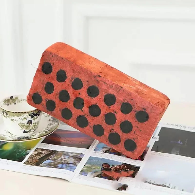 oreiller brique rouge brun rustique mousse mémoire forme rectangulaire texture taches noiresmassage coton polyester