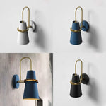 lampe murale moderne blanc bleu noir mat abat jour anneau doré flux lumineux 249