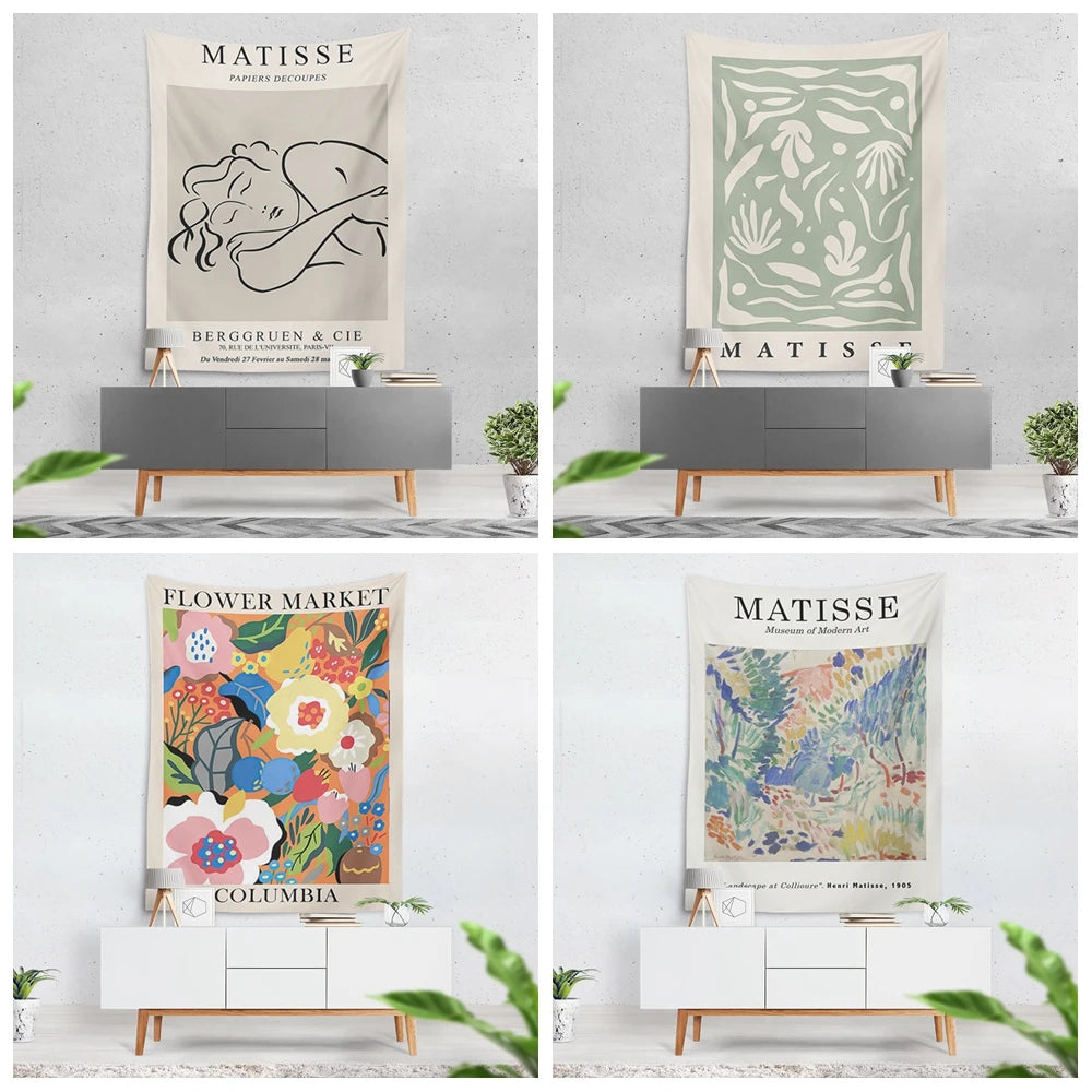 tapisserie mural moderne floral abstraite suspendue clips chambre décoration multicolore