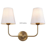 applique murale moderne élégante deux lampes or noir tissu uni fixée mur abat jour
