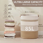 panier linge blanc rayures moderne poignées cuir tassel réutilisable polyester chambre salon