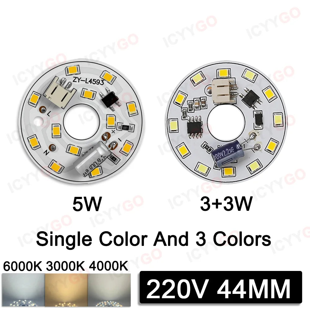 plaque led sans ballast 6w 10w 12w 15w blanc 3000k 4000k 6000k moderne 44mm