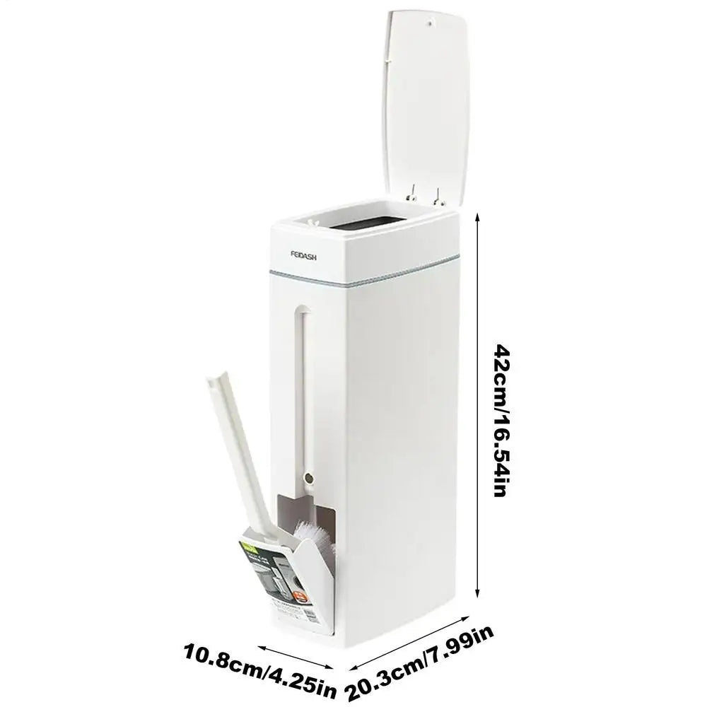 poubelle salle bain brosse wc intégrée moderne blanc plastique gain place
