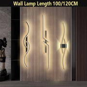 Applique murale LED moderne 100/120 cm pour chambre à coucher avec télécommande et variateur d'intensité