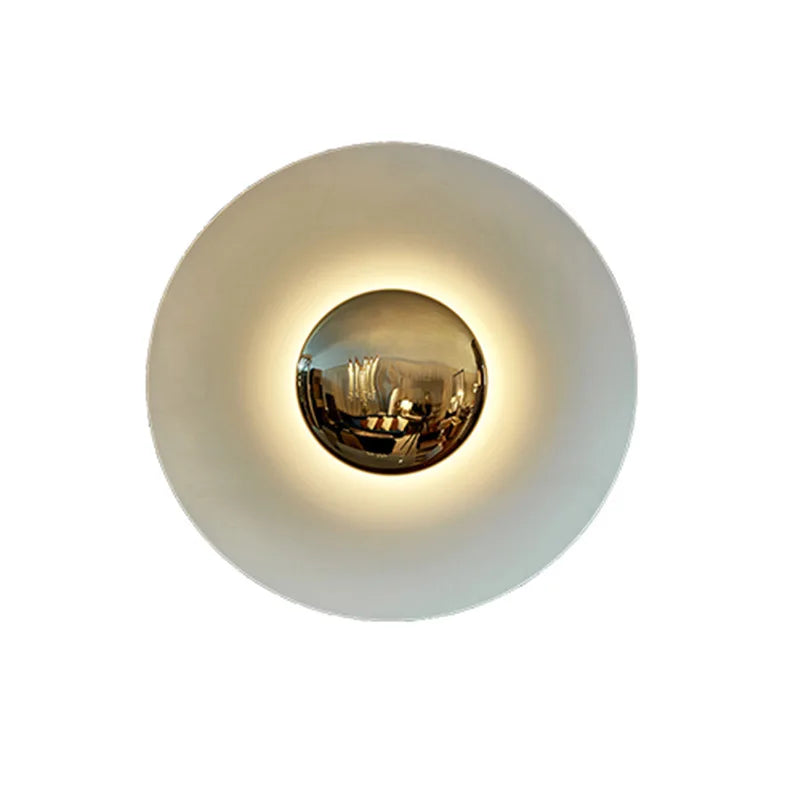 miroir mural decoratif circulaire moderne eclairement led orange bronze argenté vert bleu foncé texturé