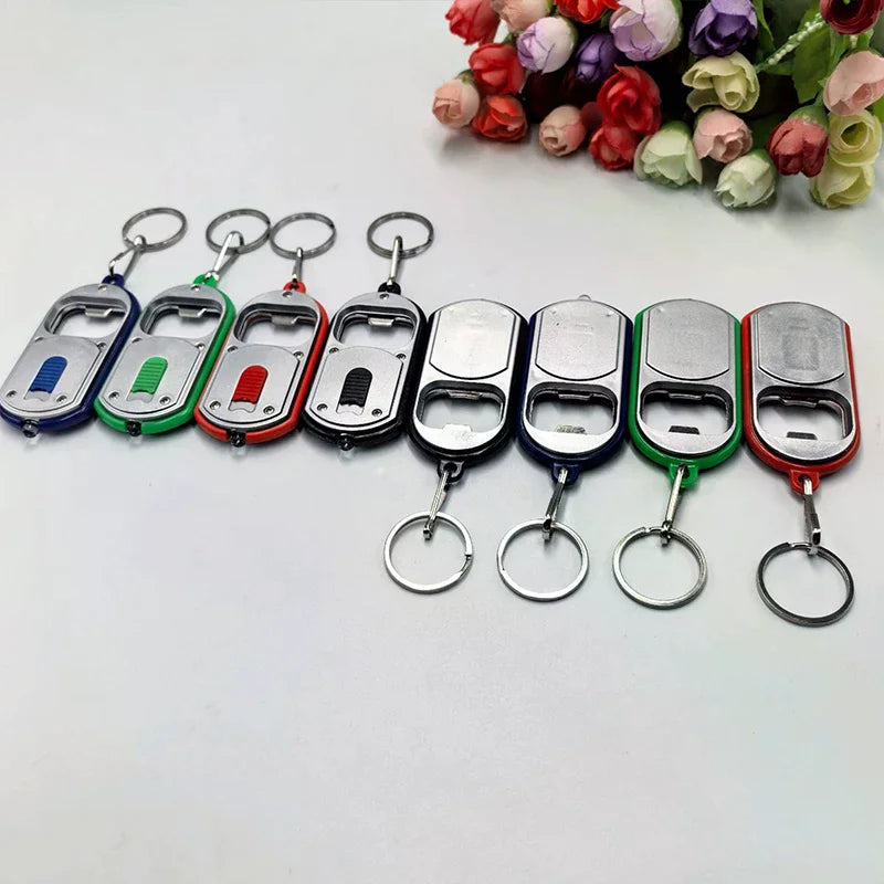 porte clés ouvre bouteille led mini lampe torche clé anneau noir bleu vert rouge