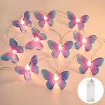 guirlande lumineuse papillons transparents violet bleu vert rose anniversaire mariage noël féerique
