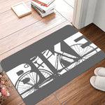 tapis sol moderne motif vélo texte ride mtb downhill noir blanc
