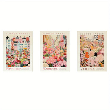 affiches illustration fleurs villes textes multicolores moderne sans cadre salon chambre