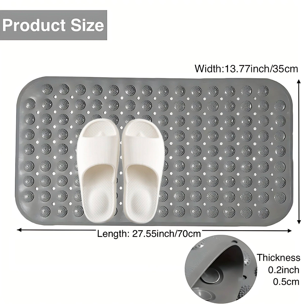 tapis bain antidérapant perforé gris blanc points massage 35x70cm salle bain moderne fonctionnel