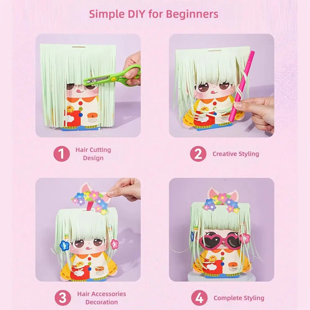 accessoires coiffure poupées décoratives motifs floraux coeurs lunettes 3d multicolore adhésif diy enfants cartoonaux