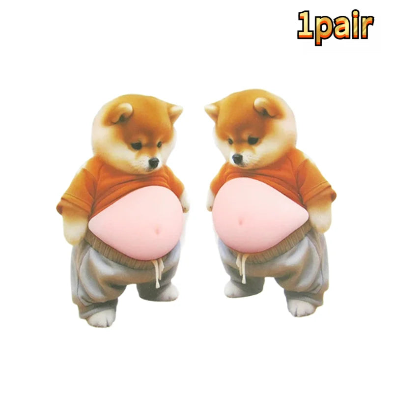 figurine chien peluche adhésive cartoon mignonne orange grise blanche décoration téléphone cadeau enfant festival