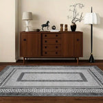 tapis moderne gris noir motif géométrique antidérapant facile entretenir salon chambreextérieur