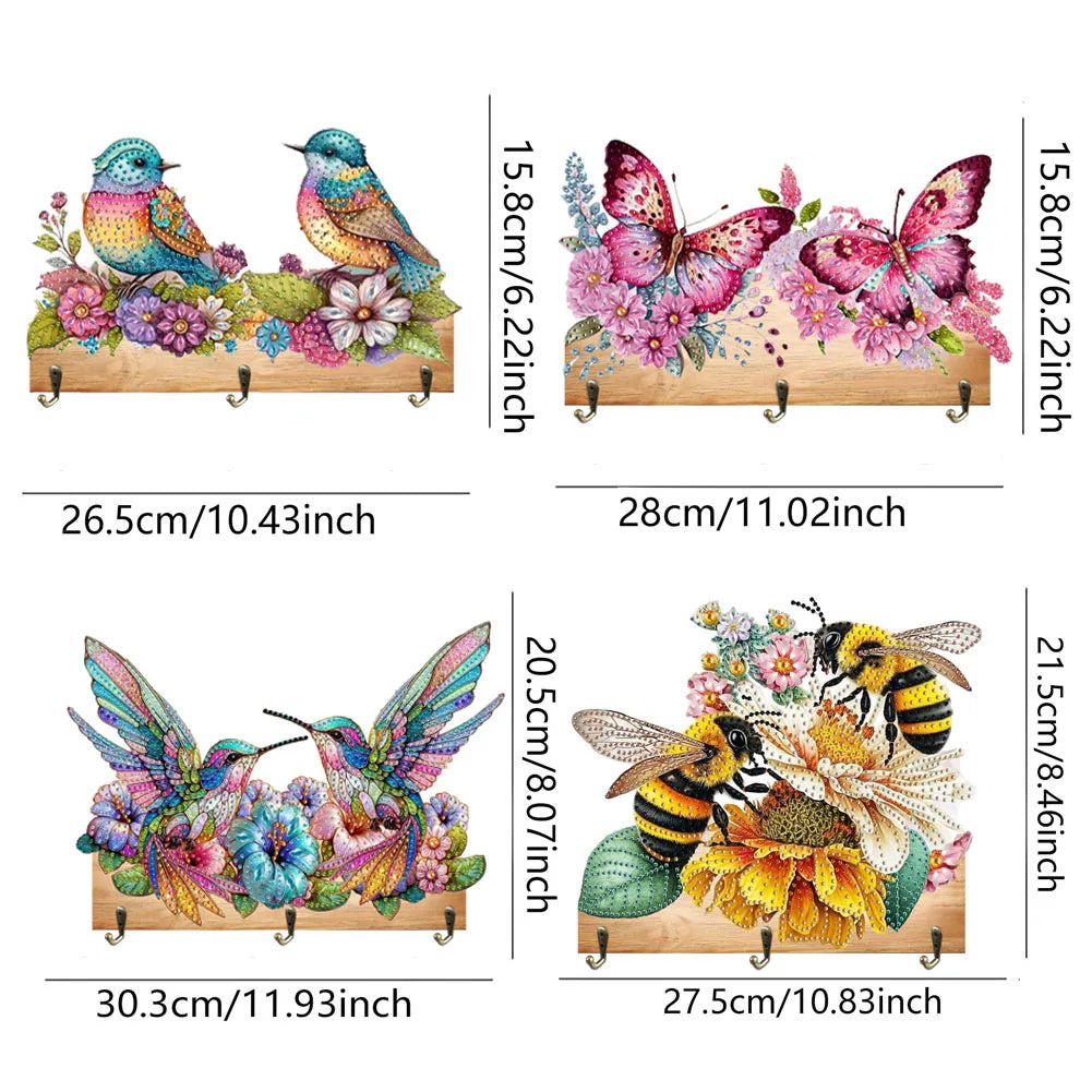 porte couverts mural bois imprimé oiseaux papillons abeilles moderne multicolore decorative