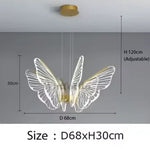 suspension lumineuse papillons blanc doré moderne minimaliste led chambre salonhôtel