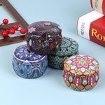 boîte ronde rangement cosmétique décorative motif floral boho chic pot stockage bijoux maquillage