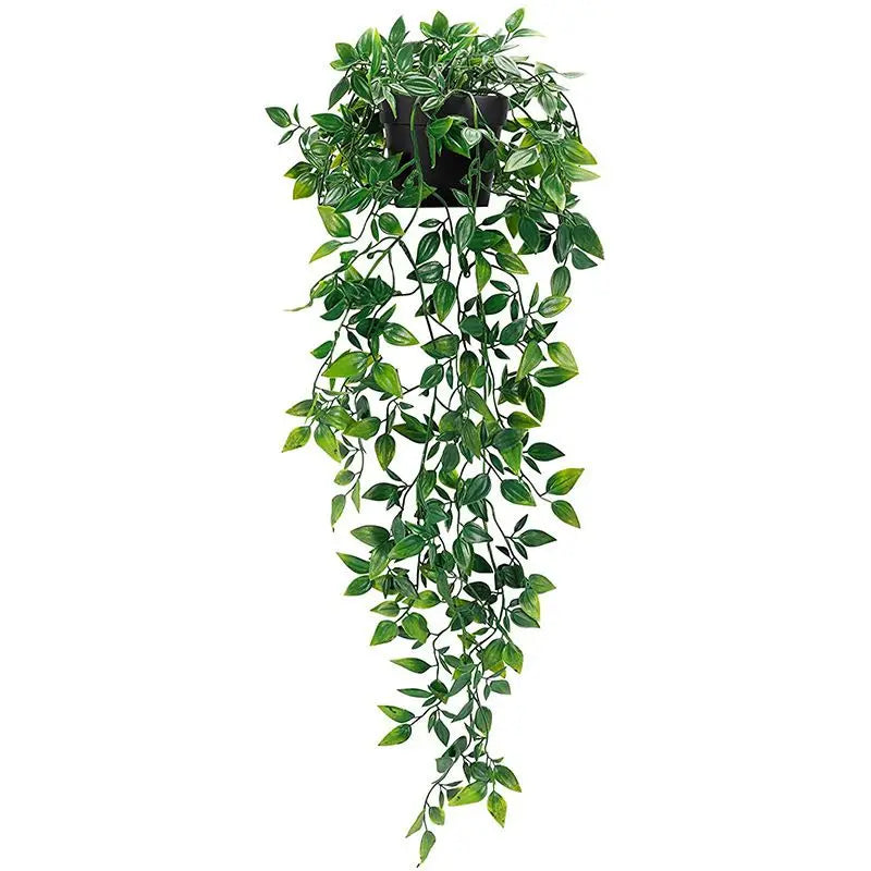 plante artificielle vigne feuilles vertes pot noir décoration extérieure naturelle accrochée maison fêtes
