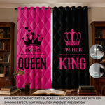 rideaux moderne rose vif noir quilted couronnes mots opaques anneaux métalliques salon