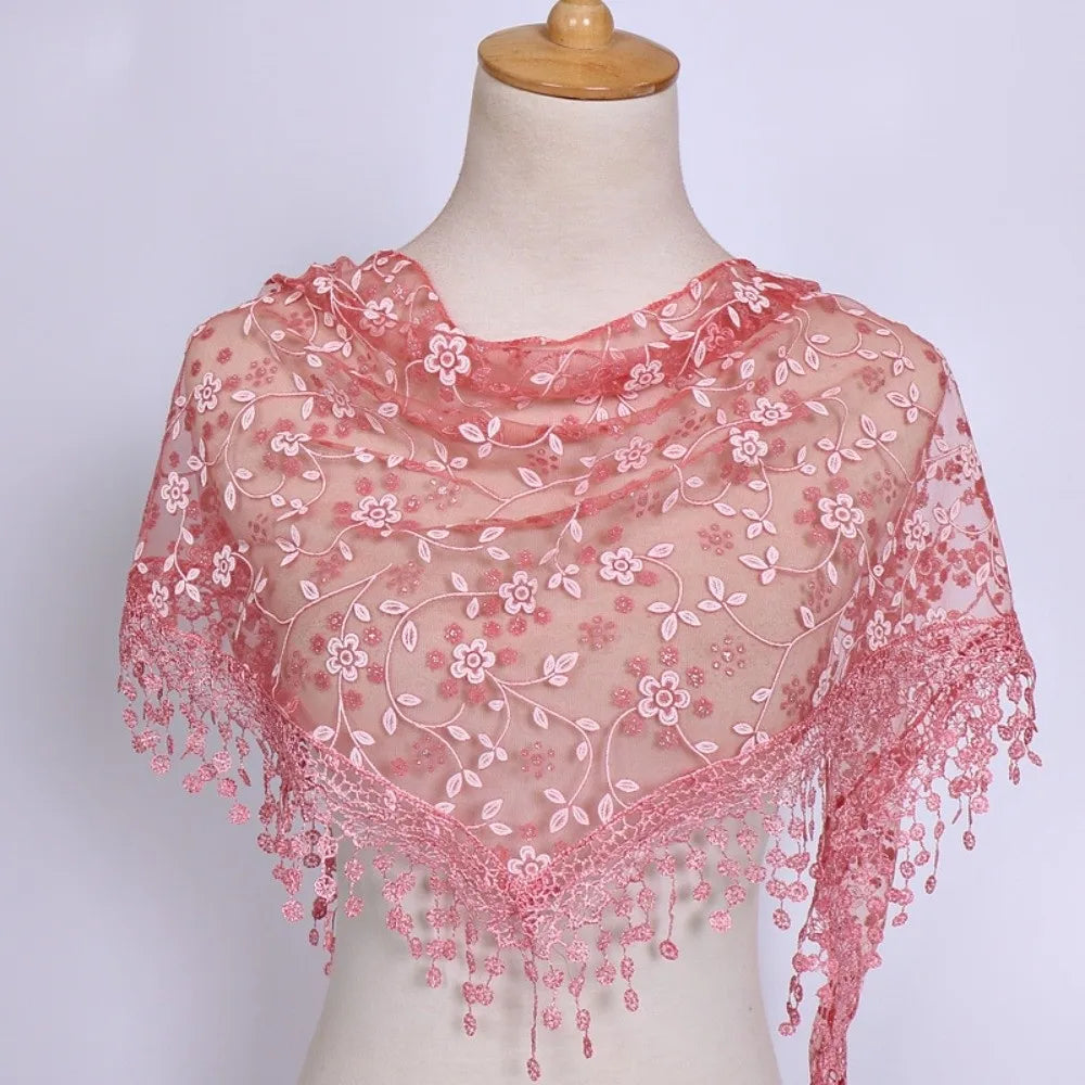 écharpe féminine floral dentelle noir blanc décoratives classique élégante printemps étéextérieur