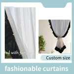 rideau dentelle blanc noir tulle translucide romantique décoration salon chambre fenêtre maison luxe