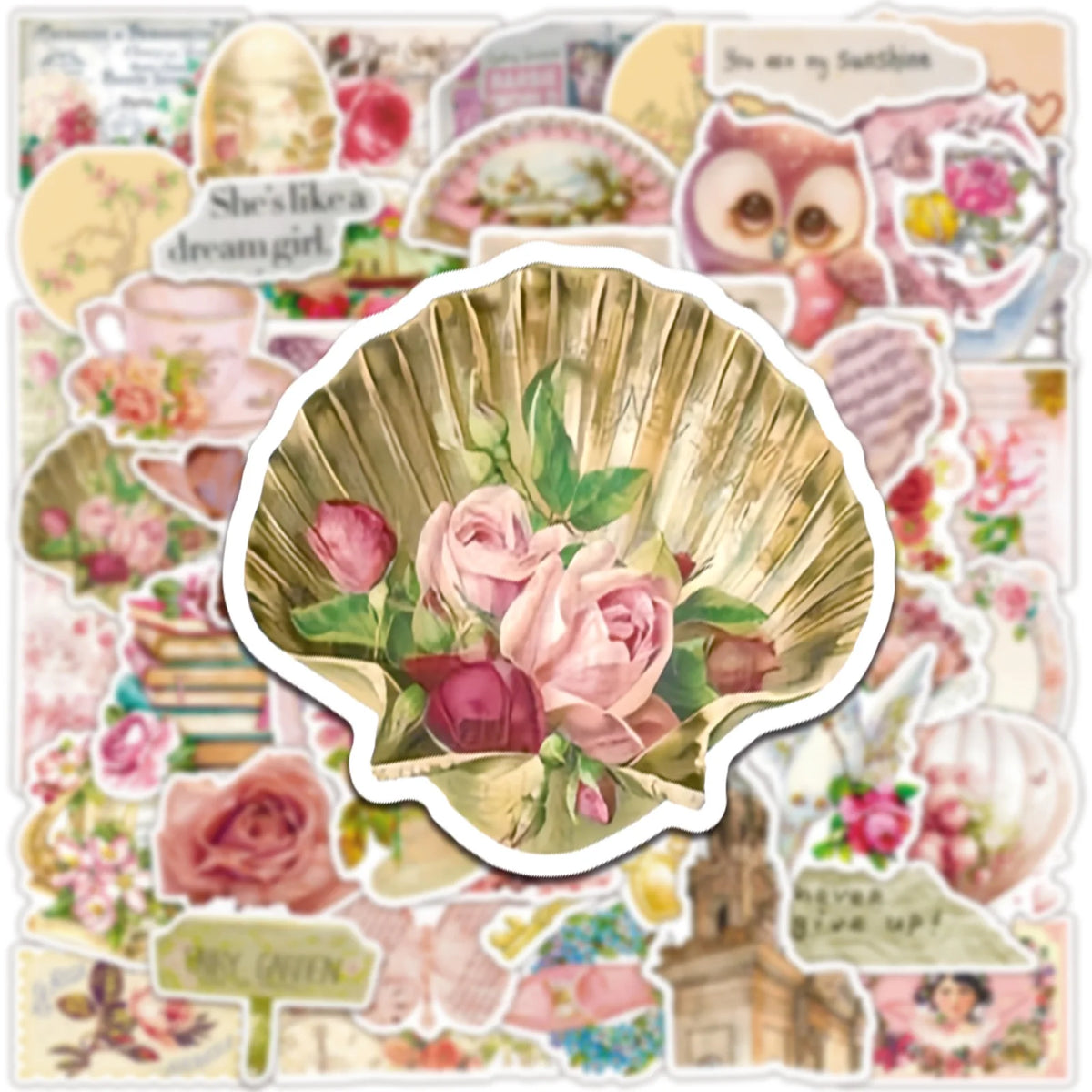 autocollants vintage rose fleurs papillons oiseaux adhésifs réutilisables eau résistants scrapbooking téléphone portable