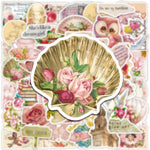 autocollants vintage rose fleurs papillons oiseaux adhésifs réutilisables eau résistants scrapbooking téléphone portable
