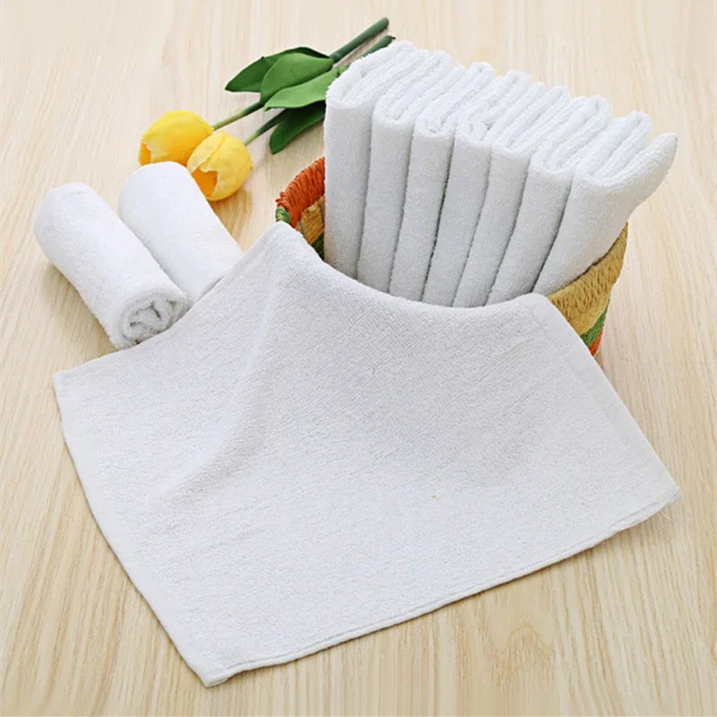 serviettes faciales coton blanc absorbantes maison restaurant 25x25cm classiques pliables