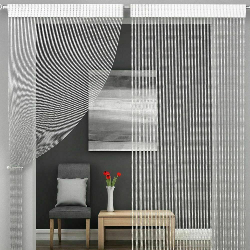 rideaux argentés franges brillantes modernes transparents salon chambre