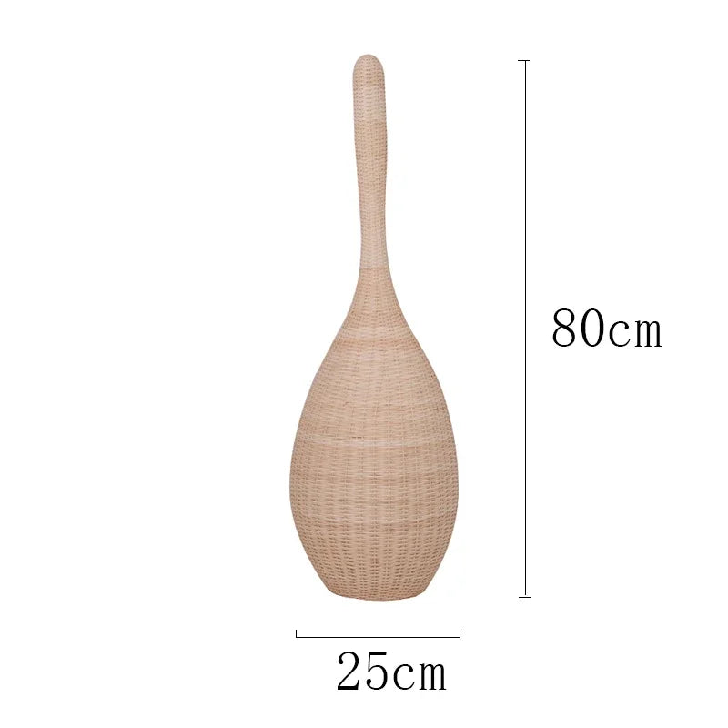 lampe sol moderne rotin naturel couleur beige blanc tissée main
