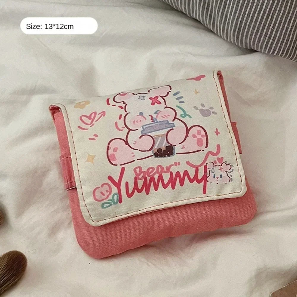 sac rangement réutilisable polyester rose noir blanc moderne mignon dessins animaux crèmes pinceau boîte