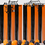 rideau guirlande orange noir rayures halloween décoration murale anniversaire mariage