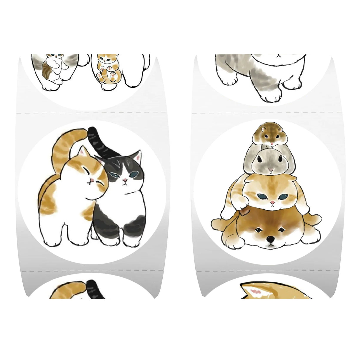 autocollants animaux chatons lapins multicolores illustration adhésifs emballage 500 pièces