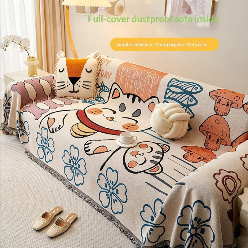 couverture tricotée chat mignon multicolore moderne bébé adulte extérieure automne hiver machine