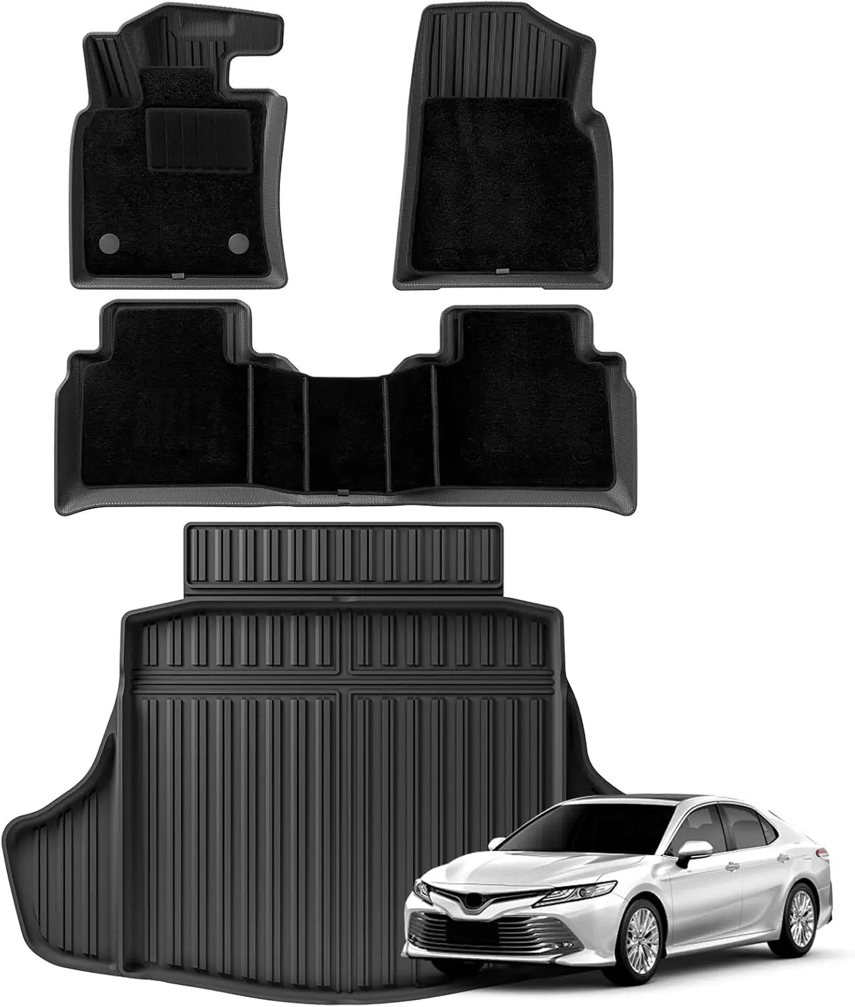 tapis sol voiture noir rayures horizontales moderne intérieur première rangée deux rangées