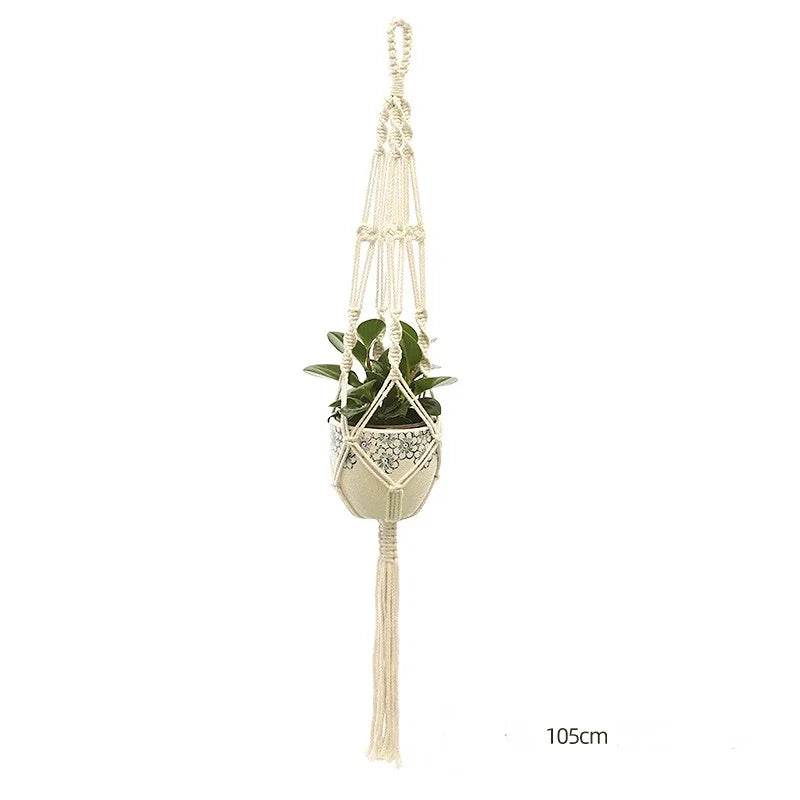 support plante suspendue macramé blanc cassé boho pot fleurs décoration balcon intérieur jardin