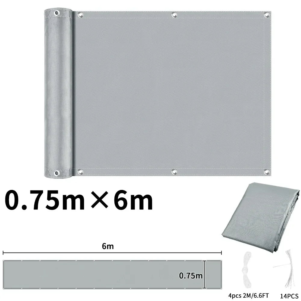 rideau balcon gris rayures moderne clips câbles 90x500cm 90x600cm 90x300cm 75x600cm