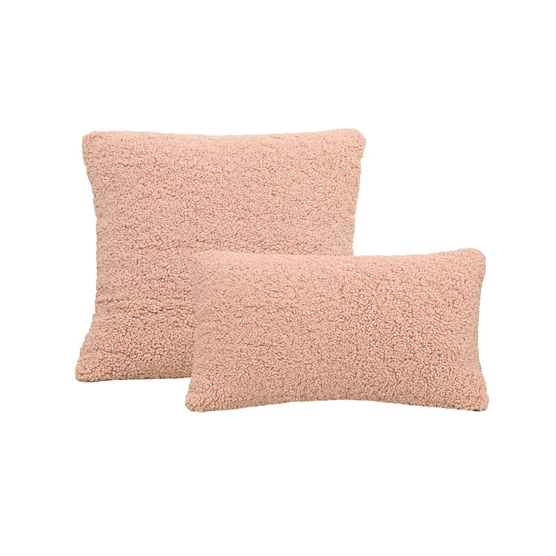 taies d'oreiller solides polyester texture bouclée doux beige clair 30x50cm 45x45cm 50x50cm