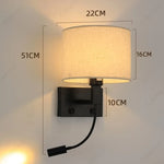 lampe murale moderne tissu noir beige éclairage chambre cuisine salle manger led angle réglable