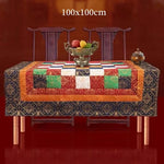 serviette table patchwork bleu marine rouge orange géométrique traditionnelle coton polyester hand made festive