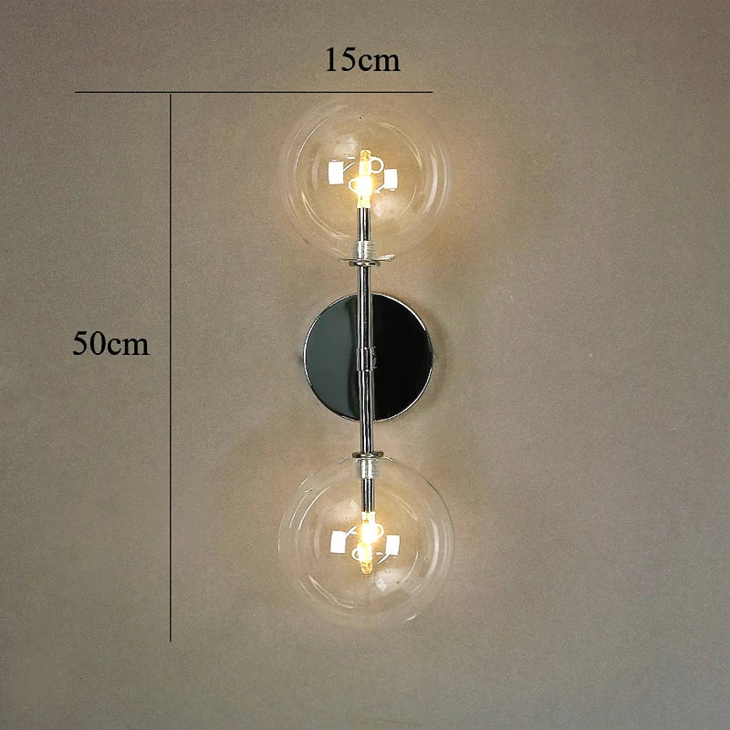suspension lumineuse verre transparent moderne boules verre câbles acier poli led semi encastré