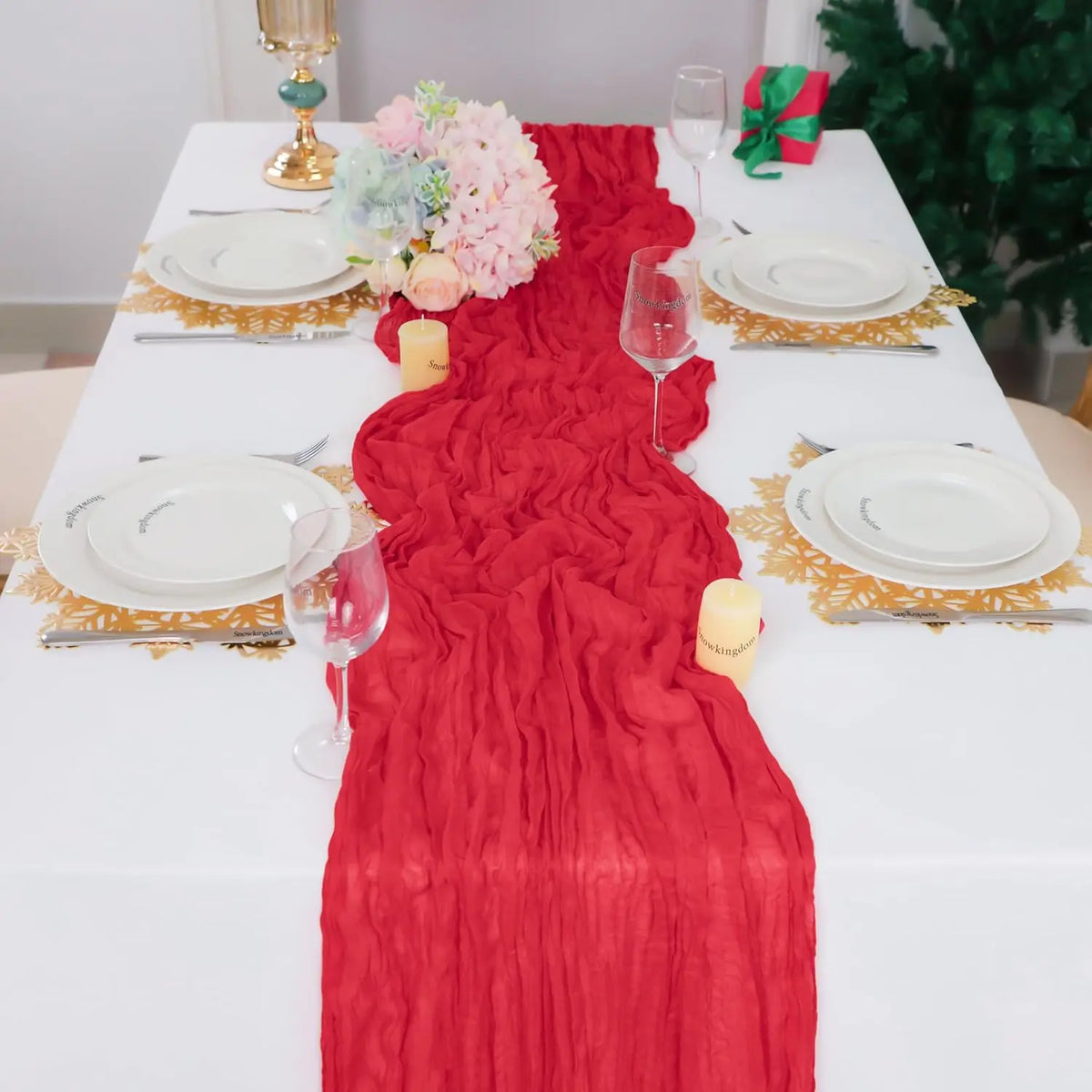 nappes décoratives rouge texturées semi transparentes élégantes festives 90x180 90x300 90x400
