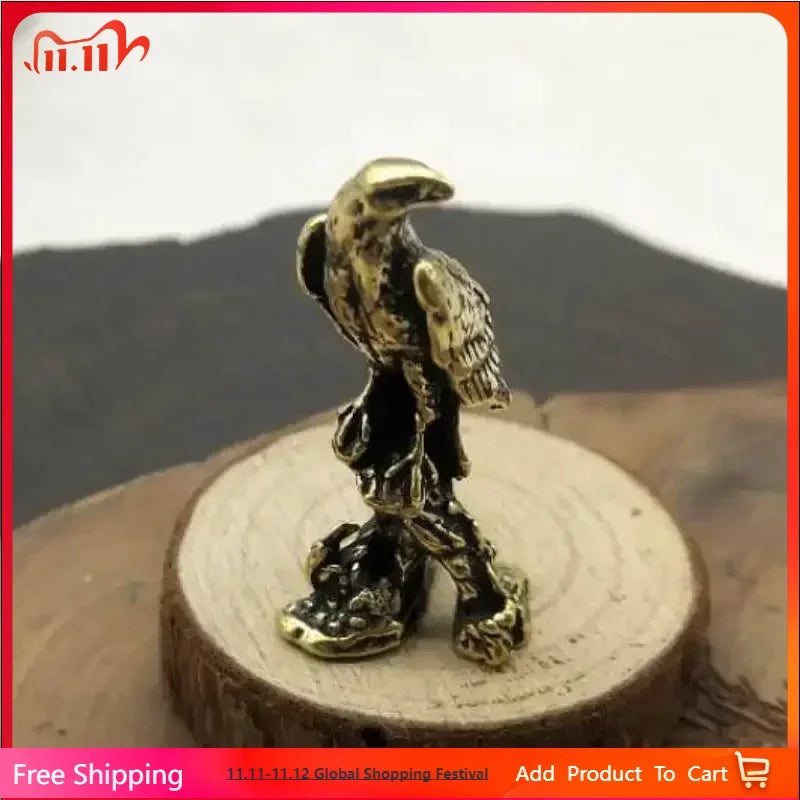 statuette oiseau aigle plumes résine ornement décoration intérieure asiatique fond noir socle bois thèmes