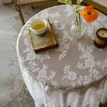 nappe dentelle florale table manger réutilisable polyester coton semi transparent beige clair vintage bohèmeextérieur