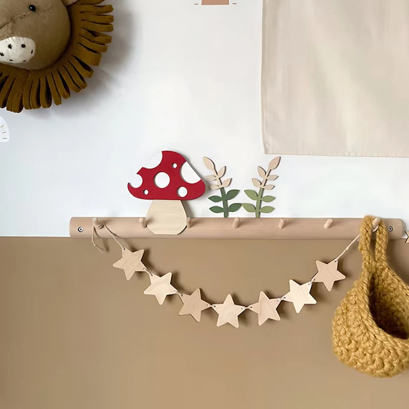 guirlande étoiles bois champignons fête anniversaire enfants valentin pâques nouvelle année minimaliste enfantin