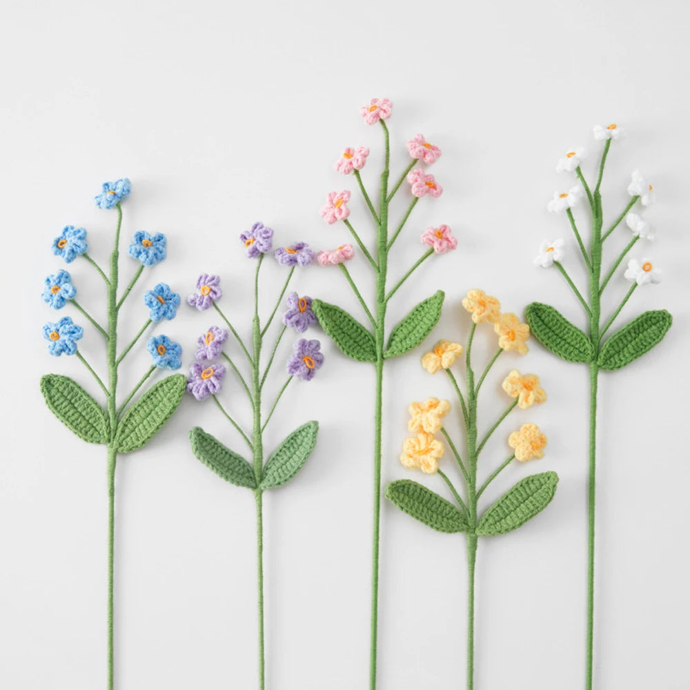 fleurs artificielles tricotées mariage anniversaire baby shower decoration maison bleu violet blanc