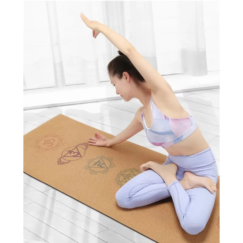 tapis yoga marron clair motif géométrique moderne sac transport écologique